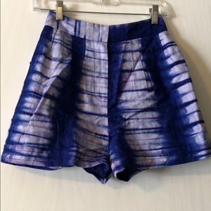 High waisted purple tie dyed shorts